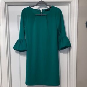 Nina Leonard Emerald Bubble Sleeve Dress